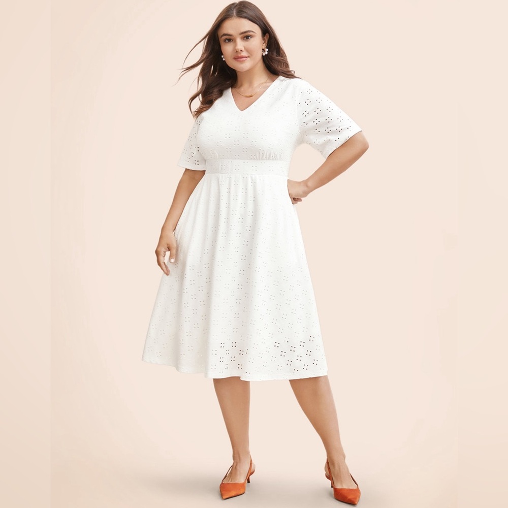 NWT Bloomchic 2X Solid Pocket Laser Cut A-Line Dress